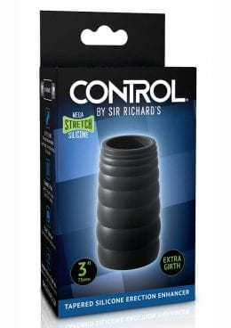 Sir Richards Control Tapered Erection Enhancer Silicone Black 3 Inches