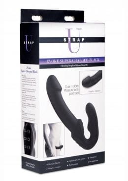 Strap U Evoke Super Charged Silicone Vibrating Strapless Strap On Waterproof Black