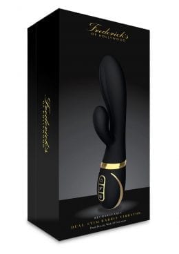 Fredericks`s Of Hollywood USB Rechargeable Dual Stim Rabbit Vibrator Silicone Dual Density Splash Proof Black 6 Inch