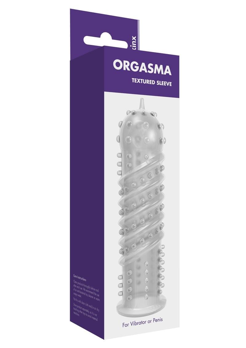 Kinx Orgama Textured Sleeve For Vibrator or Penis Waterproof Clear 5 inches