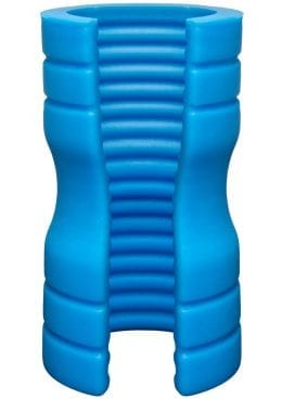 OptiMale Truskyn Silicone Stroker Ribbed Blue 4 Inch