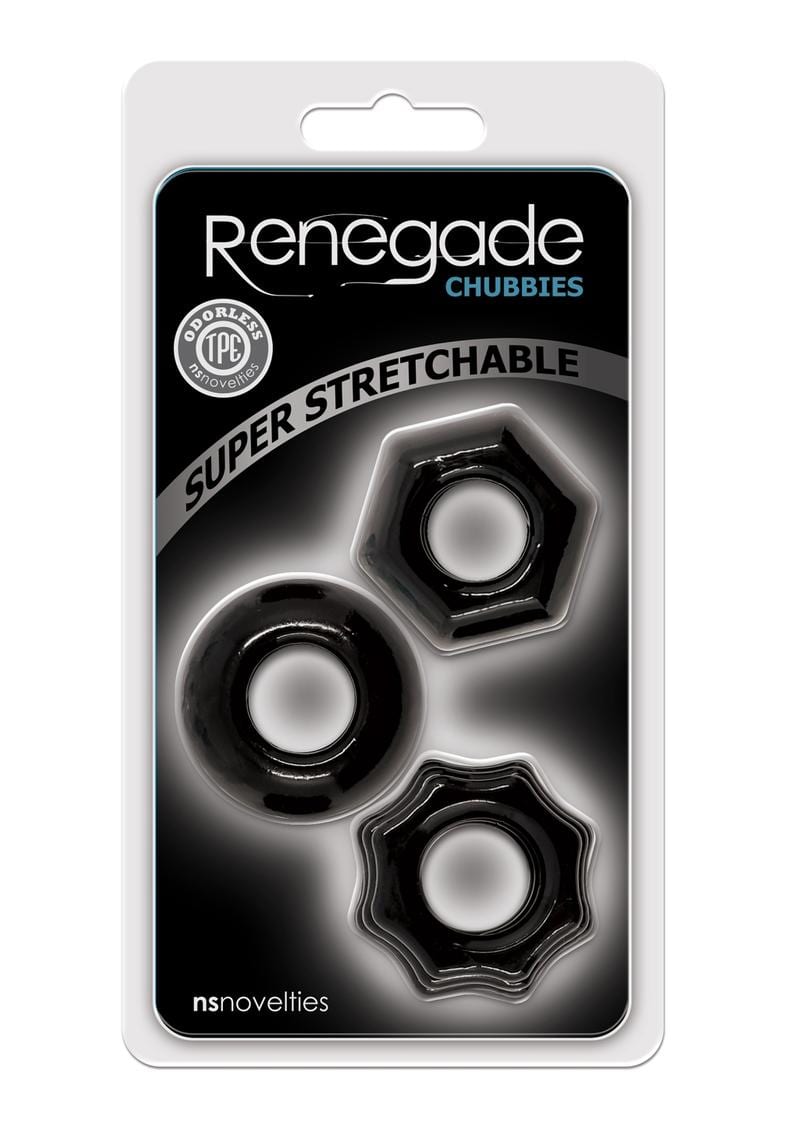 Renegade Chubbies Super Stretchable Cock Rings (Set of 3) - Black