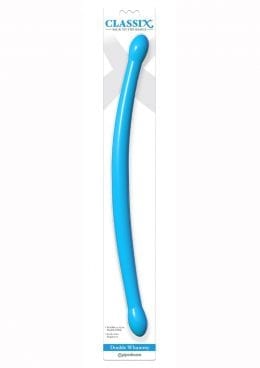 Double Whammy Blue Rubber Non Vibrating Double Dildo