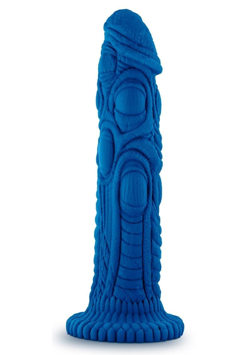 The Realm Draken Lock On Silicone Textured Dildo Blue 7.75 Inches