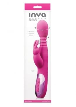 Inya Rechargeable Revolve Thrusting Rotating Multispeed Vibrator with Clitoral Stimulation Silicone Pink
