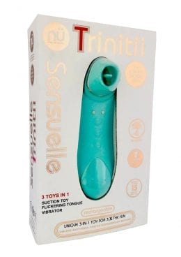 Sensuelle Trinitii Suction Tongue Vibrator Rechargeable Multi Speed Electric Blue