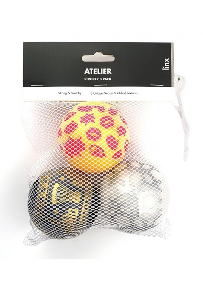 Linx Atelier Stroker Ball Masturbator 3-Pack Nubby and Ribbed Texture Waterproof