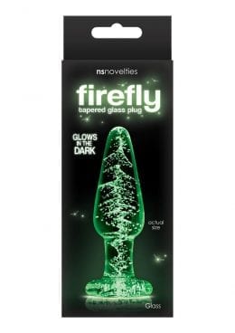 Firefly Tapered Glass Plug Medium Glows in the Dark Clear