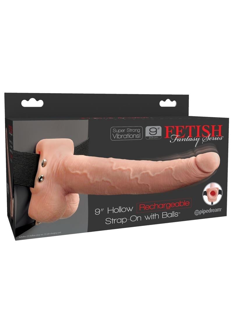 Fetish Fantasy Hollow Rechargeable Strap-On With Balls Flesh 9 Inches