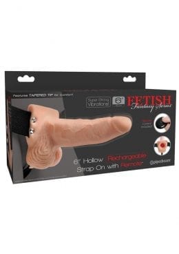 Fetish Fantasy Hollow Rechargeable Strap-On With Remote Control Flesh 6 Inches