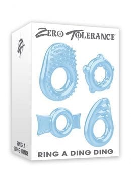 Zero Tolerance Ring A Ding Ding Cockring Set of 4 Rubber Waterproof Blue