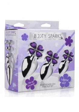 Bootyspark Violet Flower Gem Plug Set