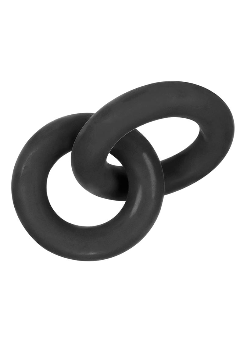 Duo Link Cockring/Ball Ring Silicone Non Vibrating Black