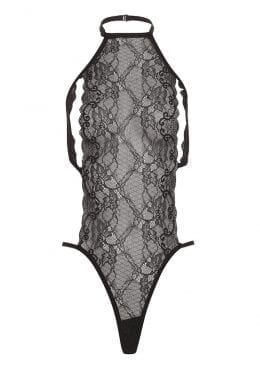 Barely B Peek A Boo Lace Teddy Black