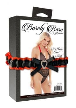 Barely B V Plunge Lace and Mesh Teddy Blk