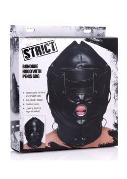 Strict Bondage Hood W/penis Gag Masks Bondage and Fetish