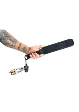 Bone Yard Spank Silicone Skull Textured Paddle Black 14.75 Inch