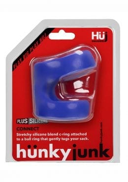 Hunkyjunk Connect Silicone Blend Ball Tugger Cock Ring Cobalt