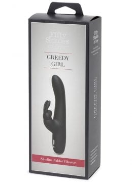 Fifty Shades of Grey Greedy Girl Rechargeable Slimline Rabbit Vibrator - Black