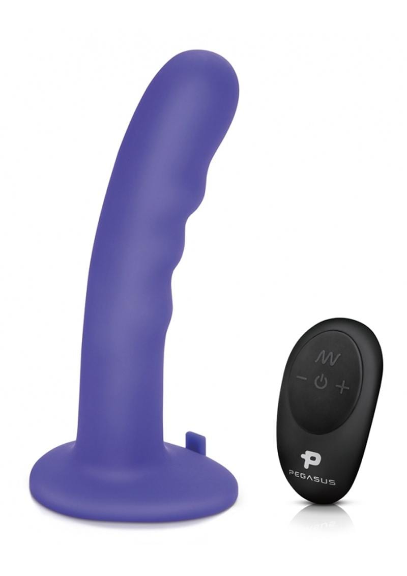Pegasus Curve Wave Peg Rechargeable Dildo with Remote Control 6in - Purple