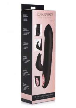 Inmi Royal Rabbits Bead Bunny Silicone USB Magnetic Rechargeable Vibe Black 9.5 Inches