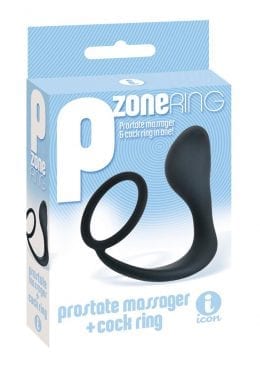 P Zone Ring Silicone Prostate Massager And Cock Ring Black