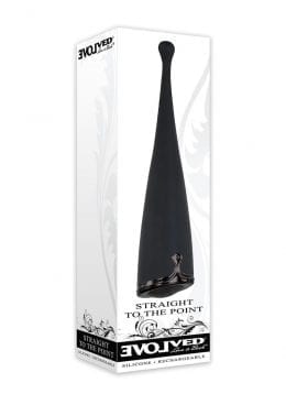 Straight To The Point Silicone USB Rechargeable Light Up Clit Stimulator Wand Waterproof Black 6.8 Inches