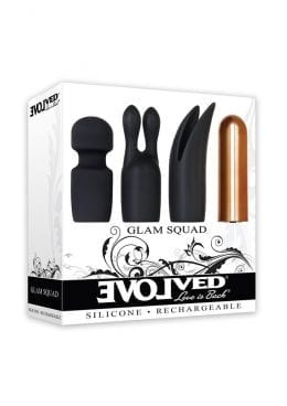 Glam Squad Silicone USB Rechargeable Bullet And 3 Sleeves Kit Waterproof Black And Copper