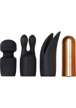 Glam Squad Silicone USB Rechargeable Bullet And 3 Sleeves Kit Waterproof Black And Copper