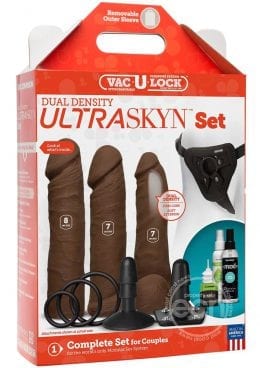 Vaculock Dual Dense Ultraskyn Set Chocolate Dildo Kit Harness Accessory - Image 2