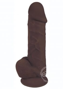 FlexhStixxx Dual Density Silicone Bendable Dong With Balls 8 in - Chocolate - Image 2