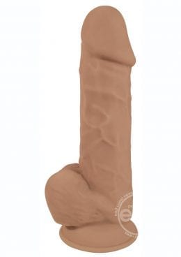 FlexhStixxx Dual Density Silicone Bendable Dong With Balls 8 in - Caramel - Image 2