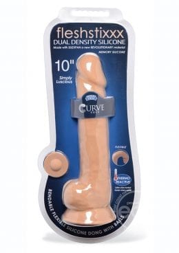 FlexhStixxx Dual Density Silicone Bendable Dong With Balls 10 in - Caramel