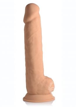 FlexhStixxx Dual Density Silicone Bendable Dong With Balls 10 in - Caramel - Image 2
