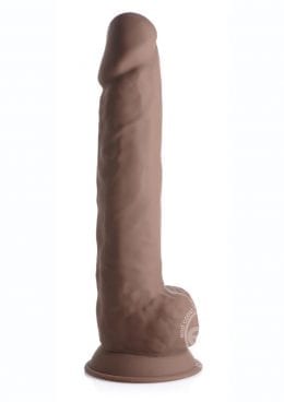 FlexhStixxx Dual Density Silicone Bendable Dong With Balls 10 in - Chocolate - Image 2