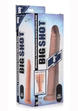 Big Shot Silicone Twirling andamp; Vibrating Rechargeable Dildo 8in - Vanilla