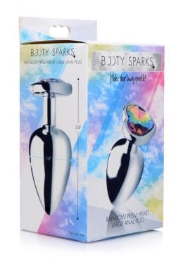 Booty Sparks Rainbow Prism Heart Anal Plug - Large **Special Order**