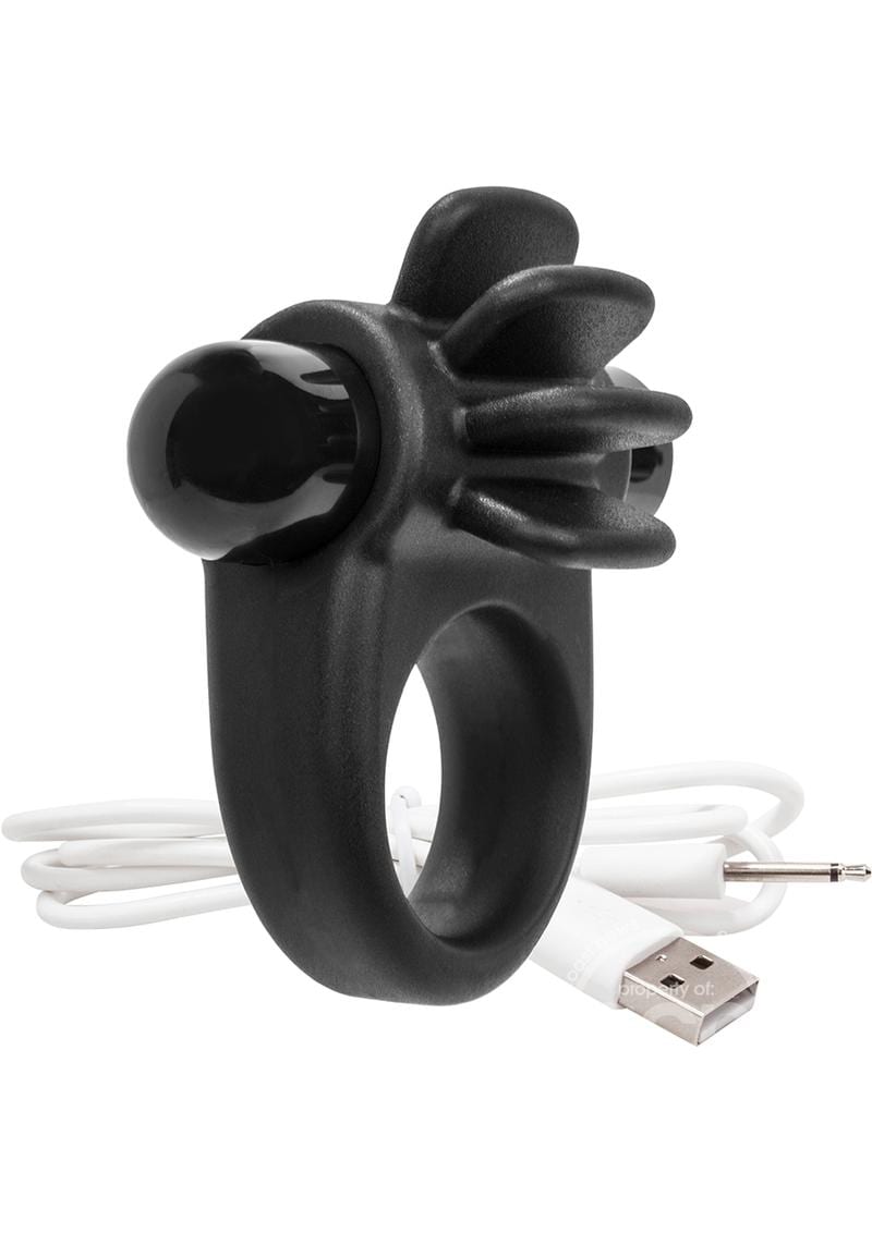 Charged Skooch Rechargeable Vibrating Silicone Cock Ring Waterproof - Black