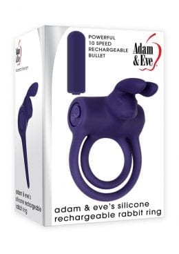 Adam andamp; Eve`s Silicone Rechargeable Rabbit Ring - Purple