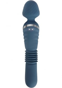 Adam andamp; Eve Dual Ended Thrusting Wand Rechargeable Silicone Vibrator - Teal
