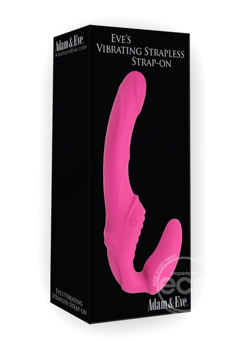 Adam and Eve Eve`s Rechargeable Silicone Dual Vibrating Strapless Strap-On - Pink