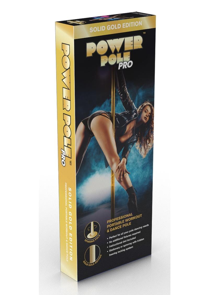 Power Pole Pro Professional Portable Exercise andamp; Dance Spinning Pole Extends Up To 9in - Gold Edit