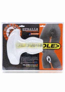 Glowhole 2 Light Up Hollow Silicone Buttplug - Large - Frost/Clear