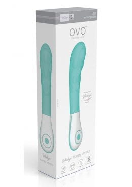 Ovo Silkskyn Rechargeable Silicone Bumpy Vibrator - Aqua/White