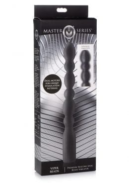 Master Series Viper Beads Silicone Anal Beads Rechargeable Vibrator - Black