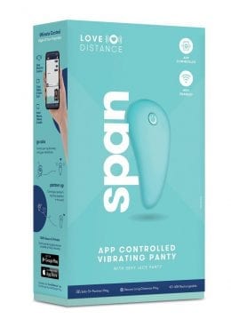Love Distance Span App Controlled Rechargeable Vibrating Panty - O/S - Aqua