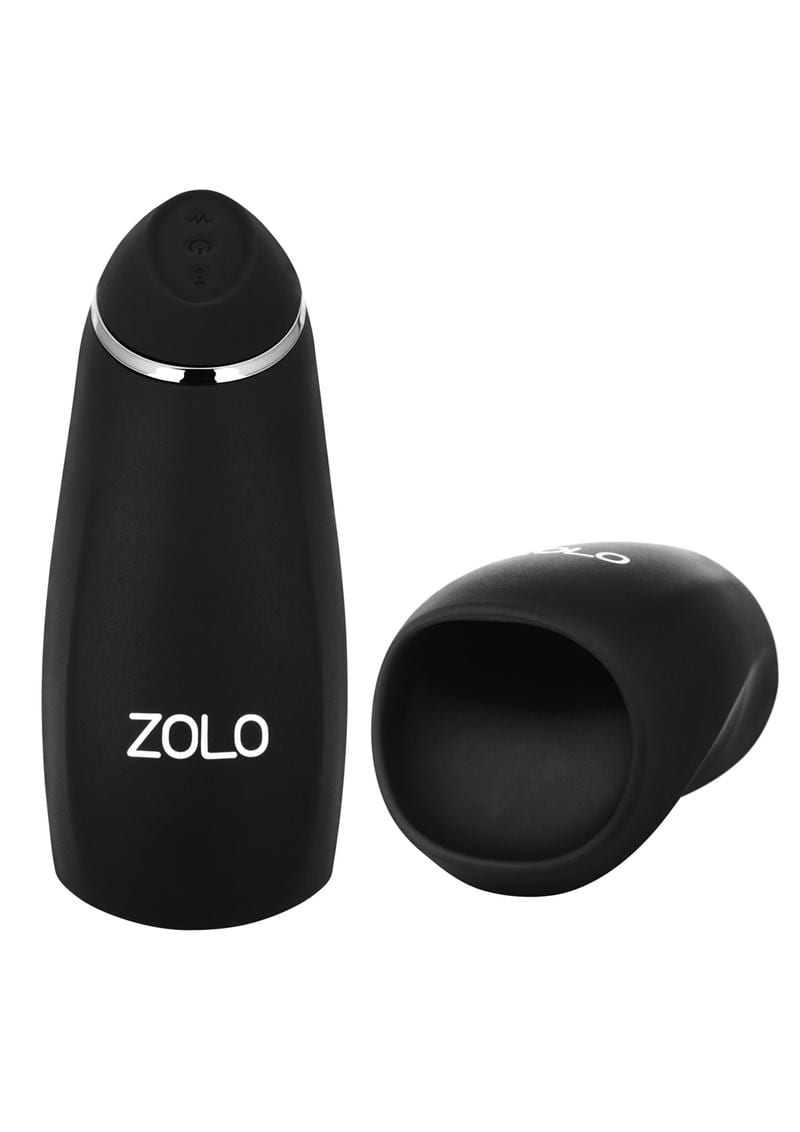 ZOLO Stickshift Squeezable Vibrating andamp; Thrusting Rechargeable Male Stimulator - Black/Silver