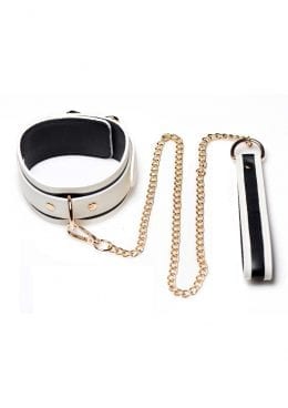 Master Series Kink in the Dark Glowing Collar andamp; Leash - White/Black