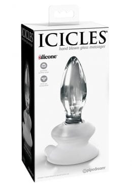 Icicles No 91 Glass Anal Plug With Bendable Silicone Suction Cup - Clear