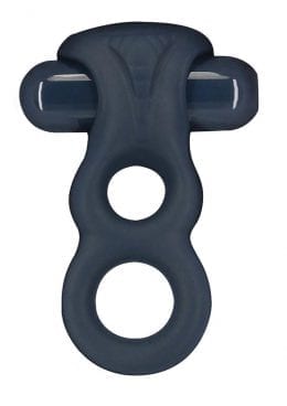 Lux Active Triad Silicone Rechargeable Vibrating Dual Cock Ring With Remote Control - Navy